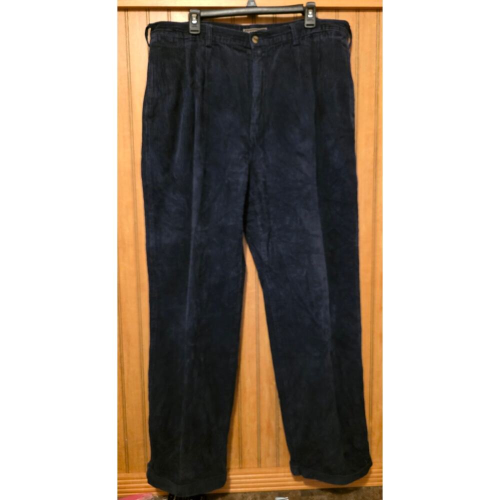 Bugle Boy Corduroy Pants Men 38x32 Blue Pleated Cuffed Cotton Vintage‎ Y2K